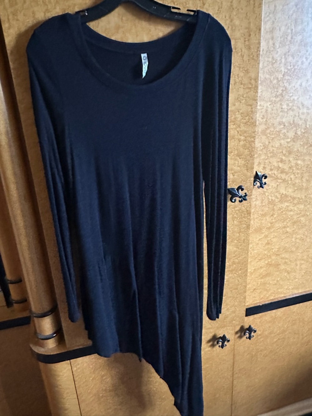 XCVI Black Asymmetric Long-Sleeve Tunic